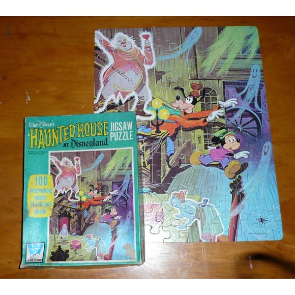 VTG Walt Disney Haunted House At Disneyland Jigsaw Puzzle Complete Mansion RARE - Picture 1 of 16